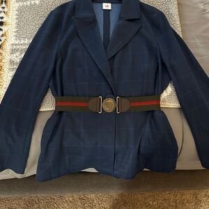 CAbi Check Blazer with bonus Belt